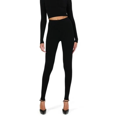 Leggings Naked Wardrobe Jett preta cintura alta com nervuras tamanho XS - Imagem 1 de 4