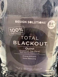 Design Solutions Total Blackout Quinn Grommet Top Panel, Black - 50"x84" NEW - Picture 1 of 3