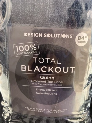 Design Solutions Total Blackout Quinn Grommet Top Panel, Black - 50"x84" NEW - Image 1 of 3