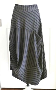 PORTO SF Black Gray Lagenlook Drape Tucked Asym Pocket Parachute Skirt Sz 4 XL - Picture 1 of 14