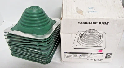 (Case of 15) Standard Master Flash #3 Square Base Roof Pipe Flashing Green EPDM - Image 1 of 4
