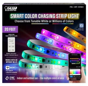 Feit Electric 20' Smart Color LED Chasing Strip Light, You Can Use Anywhere - Picture 1 of 2