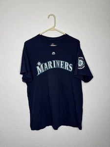 VTG Seattle Mariners Shirt Majestic Men's L Blue Jersey #9 Dee Gordon Y2K Sleeve - Picture 1 of 16