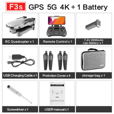 4DRC F3 GPS 5G 2.4Ghz WIFI Professional FPV 1080P 4K HD Camera 25 Minutes Flight - Image 1 of 4