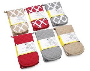 Penguin Home® Set 3 Pezzi Guanti da Forno e Teaera - 100% Cotone Design Elegante - Foto 1 di 100