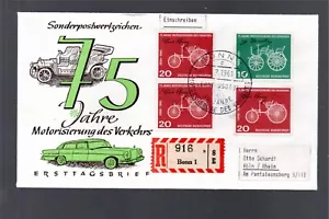 Germania 1961 set auto/francobolli auto (Michel 363/4) usato su FDC illustrato - Foto 1 di 2