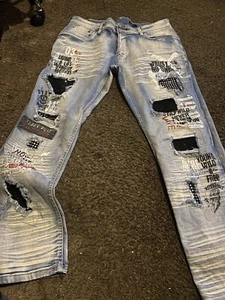 Copper Rivet Pants Adult Men's 38x32 Blue Distressed Slim Fit Jeans🔥🔥 - Picture 1 of 6