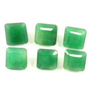 52.90 Ct Square Cut Certified Colombian Green Natural Emerald Gems Lot 6 pieces - Picture 1 of 3