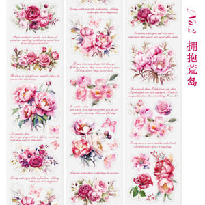 Flowers Blooms PET Tape Journals Album Card Decorative DIY Scrapbooking Stickers