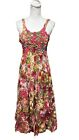 Antica Santoria Giacometti Cinque Maxi Sun Dress Boho Tiered Smocked Multi Print