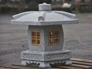 LATERNE ASIATISCH NEU GRANIT HOLZ NATURSTEIN FROSTSICHER GARTENDEKO HIL-108 - Bild 1 von 5