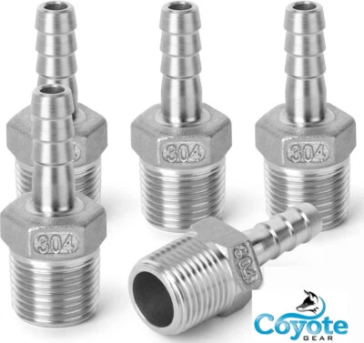 (5 Pack Ships Fast) 1/4" Hose Barb x 1/4" Male NPT | 304 Stainless Steel - Image 1 of 3