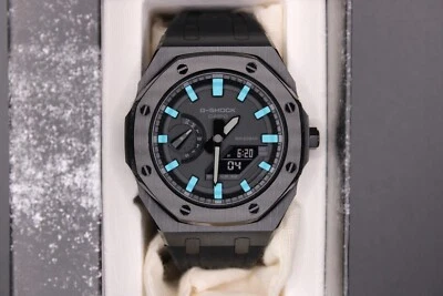 Casioak G-Shock GA-2100 1a1 negro personalizado - acero inoxidable y goma azul Foto 1 de 4