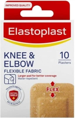 Elastoplast Knee & Elbow Fabric with large pad for better coverage 10 Plasters