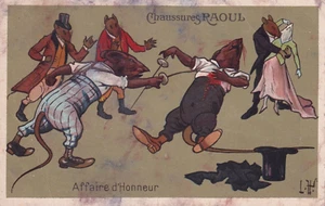 Rare Vintage Anthropomorphic rat fight Mice ~ Litho. Postcard 1905s - Picture 1 of 1