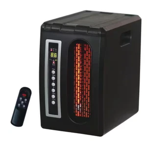 1500W 3-Element Black Quartz Infrared Heater w/ Remote, Timer & ECO Setting - Picture 1 of 5