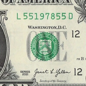 1978 Year Date Note Fancy Serial Number One Dollar Bill Bookend 55s - Bild 1 von 11
