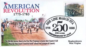 25-206, 2025, Bee Line March, Pictorial Postmark, Event Cover, American Revolut - Picture 1 of 1