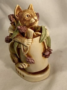 Harmony Kingdom 1997 Algenon Schmuckkästchen Schatzkatze im Blumentopf Figur - Bild 1 von 14