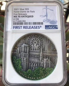 2021 Niue S$5 Notre-Dame de Paris First Release Silver Coin NGC MS70 Collection - Picture 1 of 2