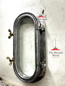 Aluminum Oval Porthole Window Wall Decor with 2 Brass Keys – Nautical Maritime - Picture 1 of 6