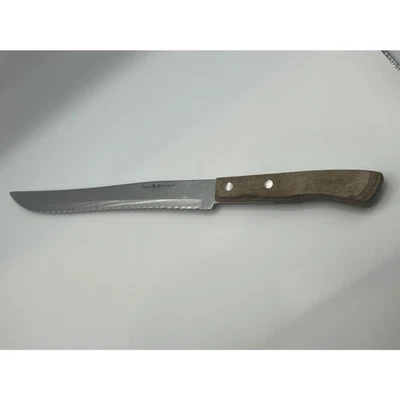 Cuchillo de pan dentado Regent Sherwood vintage mango de madera acero inoxidable Japón Foto 1 de 4