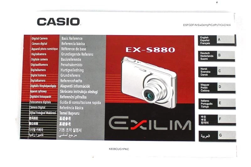 Cámara Digital Casio Modelo EXS880 Guía del Propietario Manual Folleto de Referencia Básico Foto 1 de 4