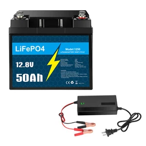 12V 50Ah Lithium LiFePO4 Battery with Charger, Built-in 50A BMS, for RV Solar - Picture 1 of 13