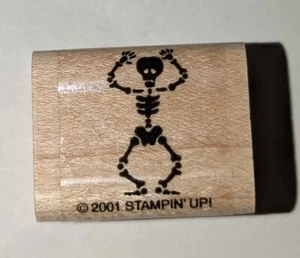 Stampin Up Bitty Boos Dancing Skeleton Halloween Wood Mounted Rubber Stamp 2001 - Picture 1 of 2