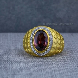 Exclusive Heavy Solitaire Stone Ring 22k Yellow gold Men's Gold Ring CZ stone 38 - Picture 1 of 3