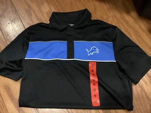 Detroit Lions Dri-Fit $75 M Black  Blue Polo Shirt New NWT CC 127 - Picture 1 of 2