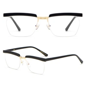 Classic Eyebrow Eyeglasses Frame Square Vintage Metal Semi-rimmed Glasses Men - Picture 1 of 13