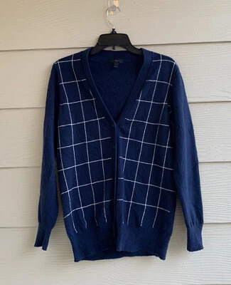 Cárdigan suéter de lana cachemir J.Crew para mujer M botón delantero azul marino elástico Foto 1 de 4