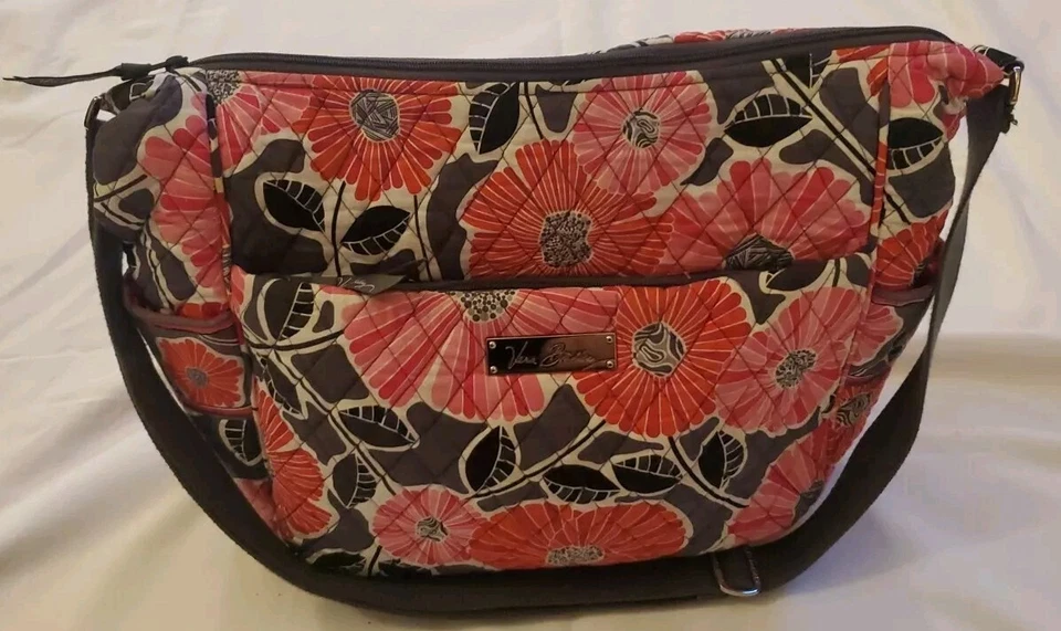 Bolsa de pañales Vera Bradley 16" rosa gris rojo negro con cambiador  Foto 1 de 4