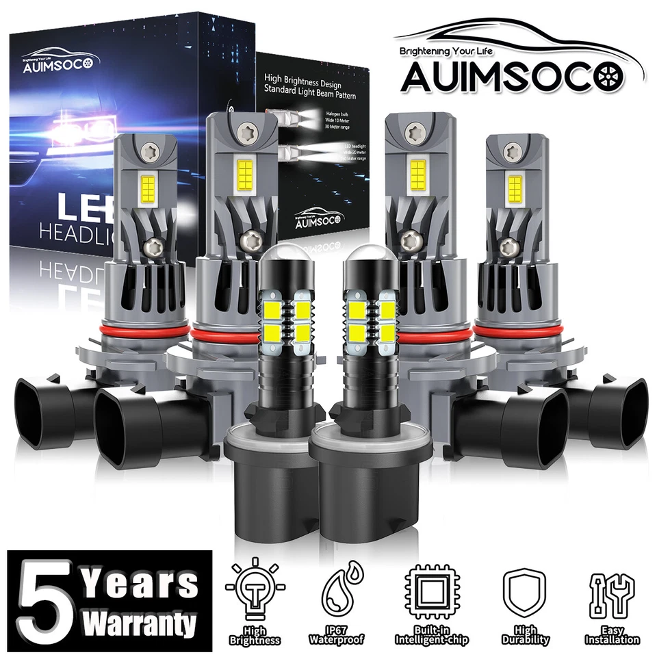 Kit de faróis de LED para Nissan Titan 2004-2015 6 peças lâmpadas farol de neblina feixe alto baixo - Imagem 1 de 4