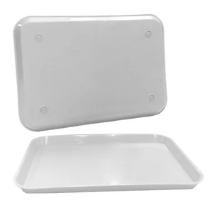 Plastic Eating Food Serving Tray for Cafeteria Lunch Kids 13.25" x 9.75", White - Picture 1 of 2