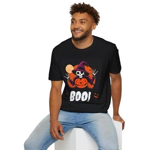 Halloween Skeleton T-Shirt, Unisex Boo! Shirt, Fall Apparel, Spooky Costume, - Picture 1 of 17