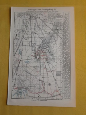 Early 1900s - German Fortress Warfare - Original Vintage Geography Map - C10-3 - Image 1 of 3