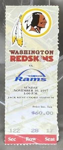 Washington Redskins St. Louis Rams November 30, 1997 Ticket Stub NFL - Picture 1 of 3