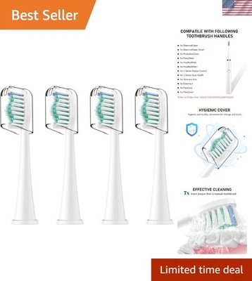 4 Count Philips Sonicare Replacement Brush Heads with Hygienic Protective Covers - Image 1 of 4