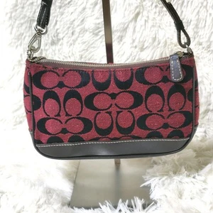 Coach accessory pouch, signature canvas and leather, red Used item For Woman - Picture 1 of 12