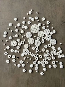 140 LEGO Mixed Size White Round Plates Star Wars Technic City Custom Builds - Picture 1 of 11