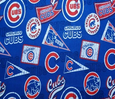 CHICAGO CUBS Retro Design, Great Colors, Classic Logos,  1/4 yd - 9 x 58" - Image 1 of 2