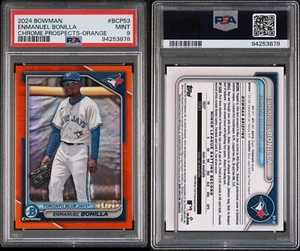 2024 Bowman Enmanuel Bonilla Chrome Prospects Orange Refractor /25 PSA 9 Mint - Bild 1 von 1