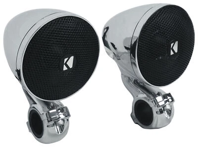 (2) Kicker 47PSM32 3" 100w PSM Motorcycle/ATV Handlebar Speakers in Chrome PSM32 - Image 1 of 4