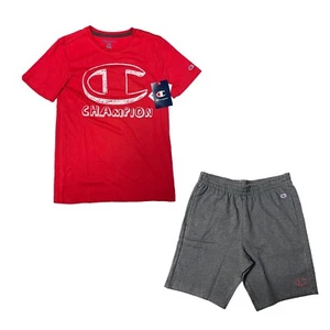 Champion Boy’s Red Grey T-Shirt & Short Set (S03) - Picture 1 of 11