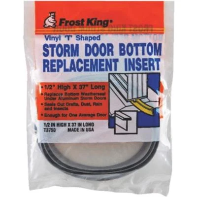 (12)- Thermwell 1/2" X 37" STORM DOOR BOTTOM SEAL T-shape Replace