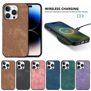 For iPhone 16E 15 14 13 12 11 XR 7 Shockproof Retro Magsafe Leather Phone Case - Picture 1 of 53