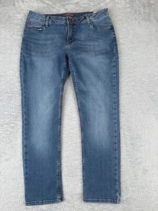 Wrangler Pants Women 31 Blue Denim Jean Straight Med Wash Embroidered 31x27 - Picture 1 of 16