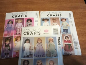 McCalls Crafts 18" Girl Doll Clothes Sewing Pattern New Uncut Set of 3 Different - Picture 1 of 4